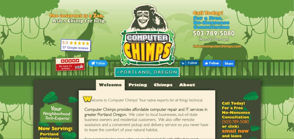 Computer Chimps of Portland, Oregon Homepage