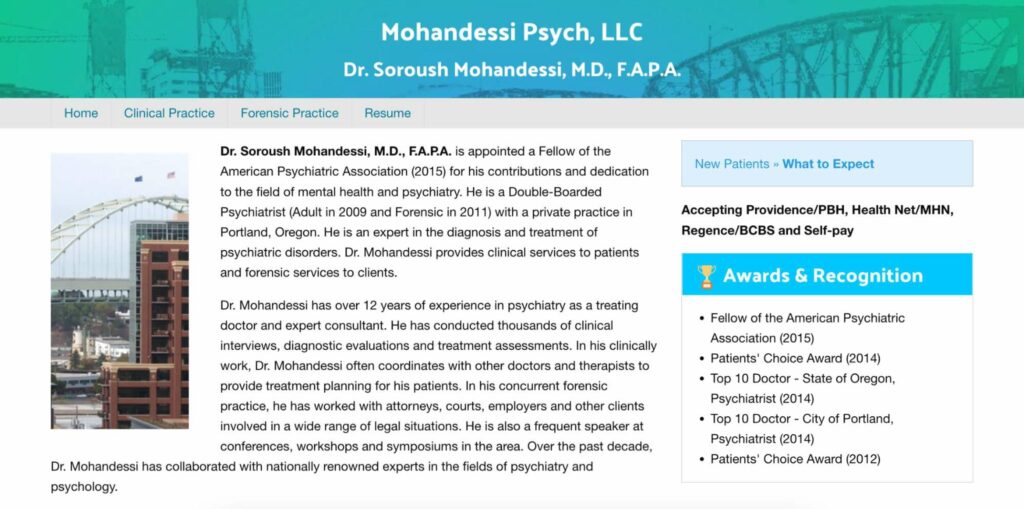Dr. Soroush Mohandessi, MD, FAPA Homepage