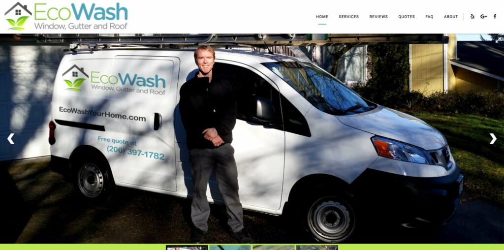 EcoWash Window, Gutter and Roof Homepage