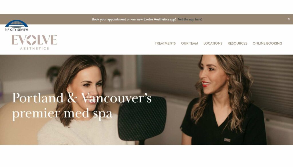 Evolve Aesthetics Homepage