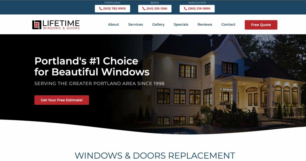 Lifetime Windows & Doors Homepage
