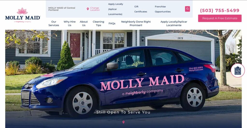 Molly Maid of Central Portland Homepage
