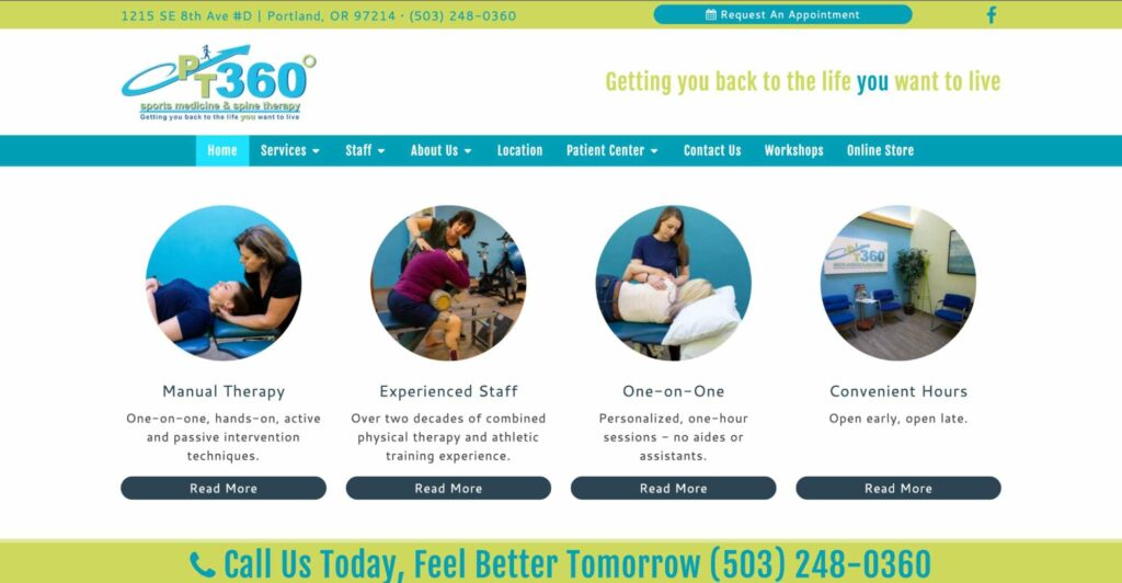 PT 360° Sports Medicine & Spine Therapy Homepage