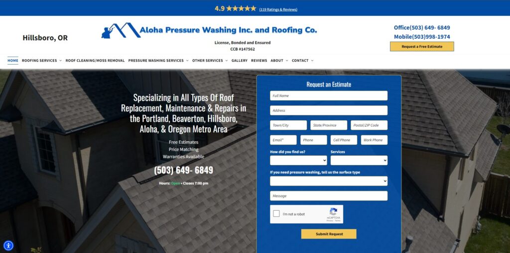 aloha pressure washing homepage