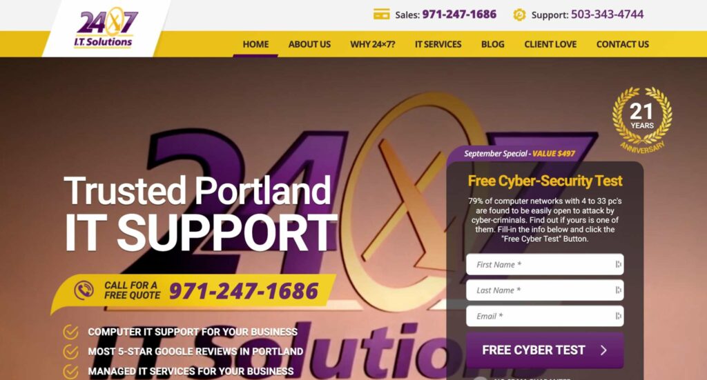 24x7 IT Solutions Homepage