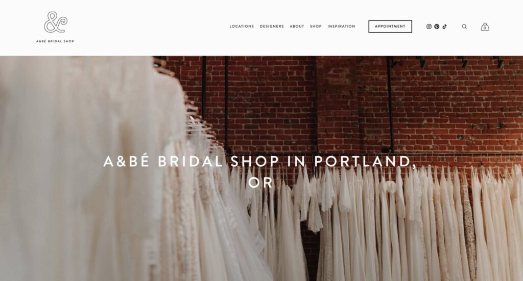 A&Bé Bridal Shop Homepage