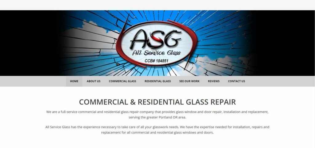 All Service Glass Homepage