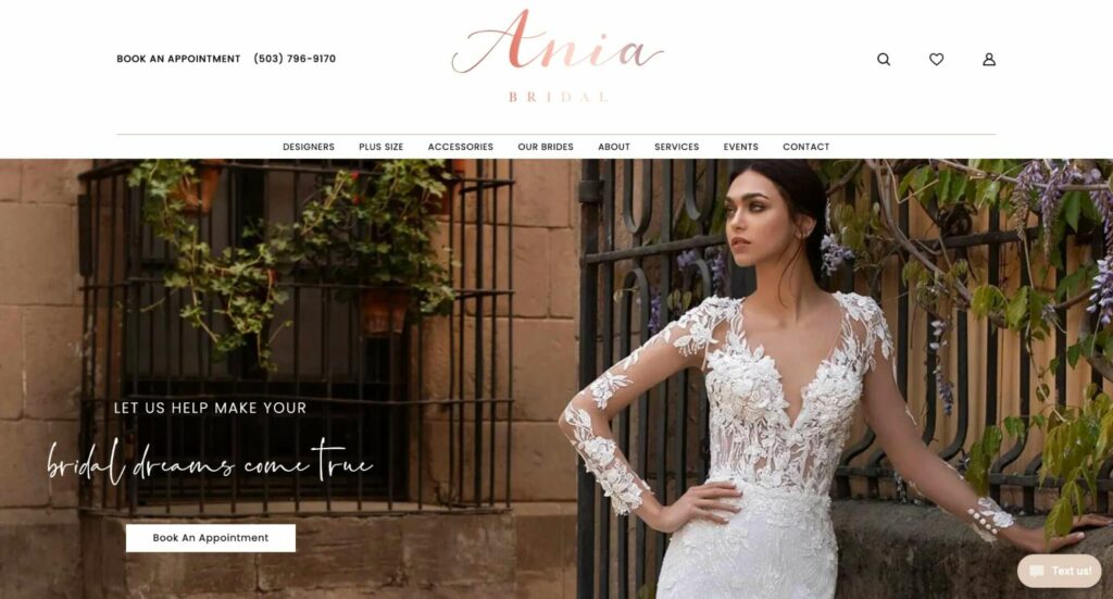 Ania Bridal Homepage