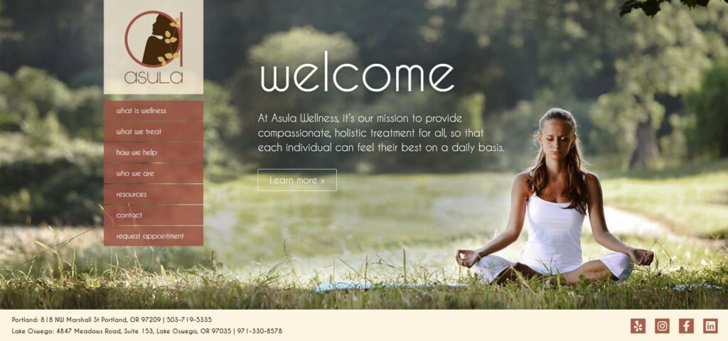 Asula Wellness Center Homepage