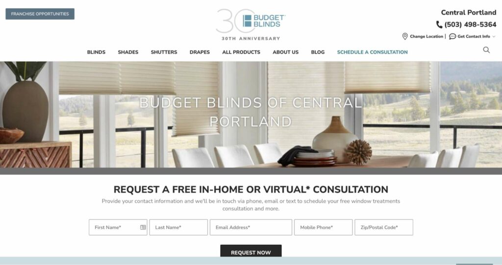 Budget Blinds of Central Portland Homepage
