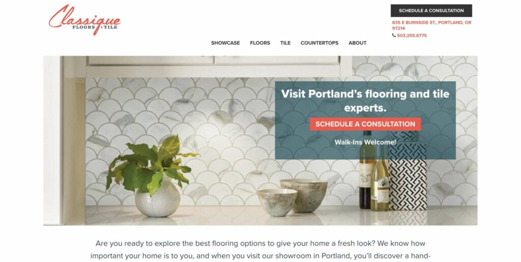 Classique Floors + Tile Homepage