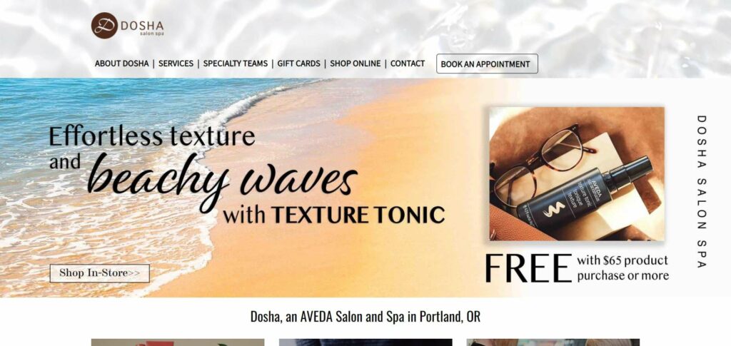 Dosha Salon Spa Homepage