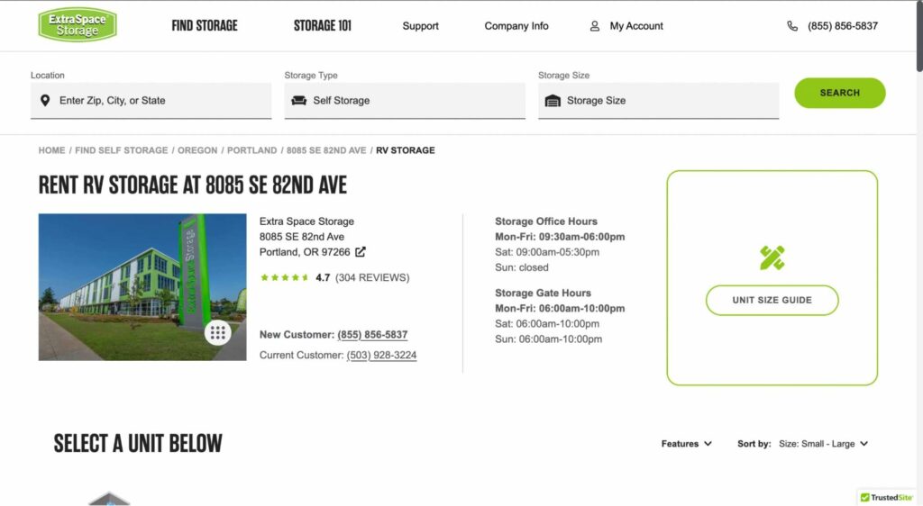 Extra Space Storage Homepage