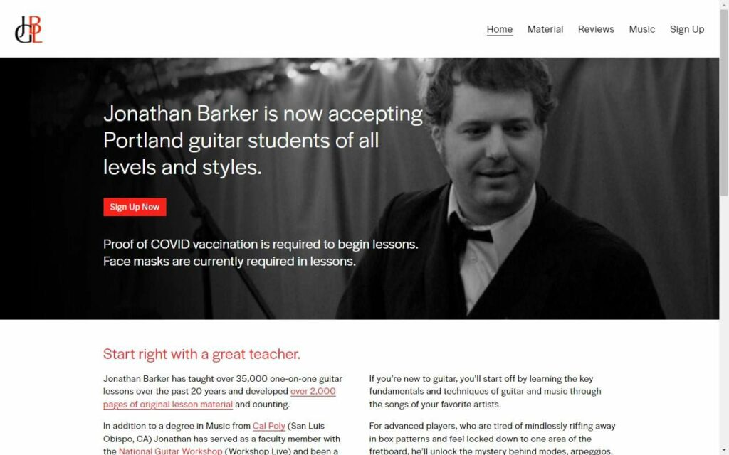 Jonathan Barker Guitar Lessons Homepage