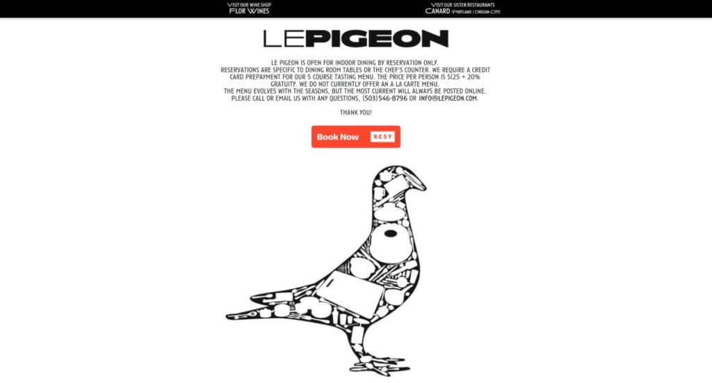 Le Pigeon Homepage