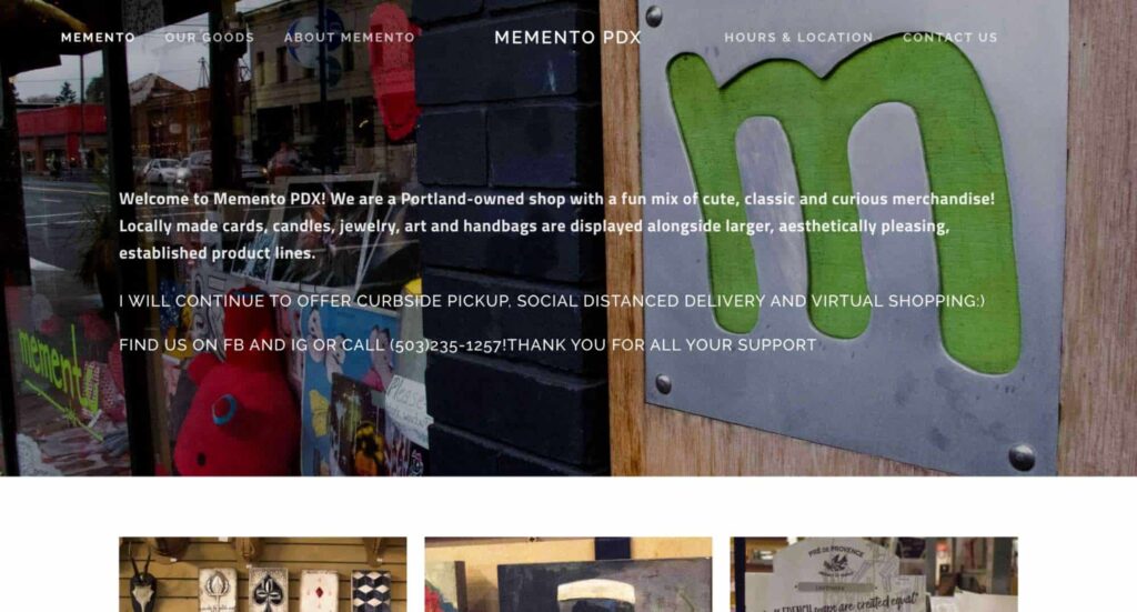 Memento PDX Homepage