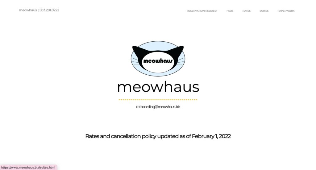 Meowhaus Feline Boarding & Day Spa Homepage