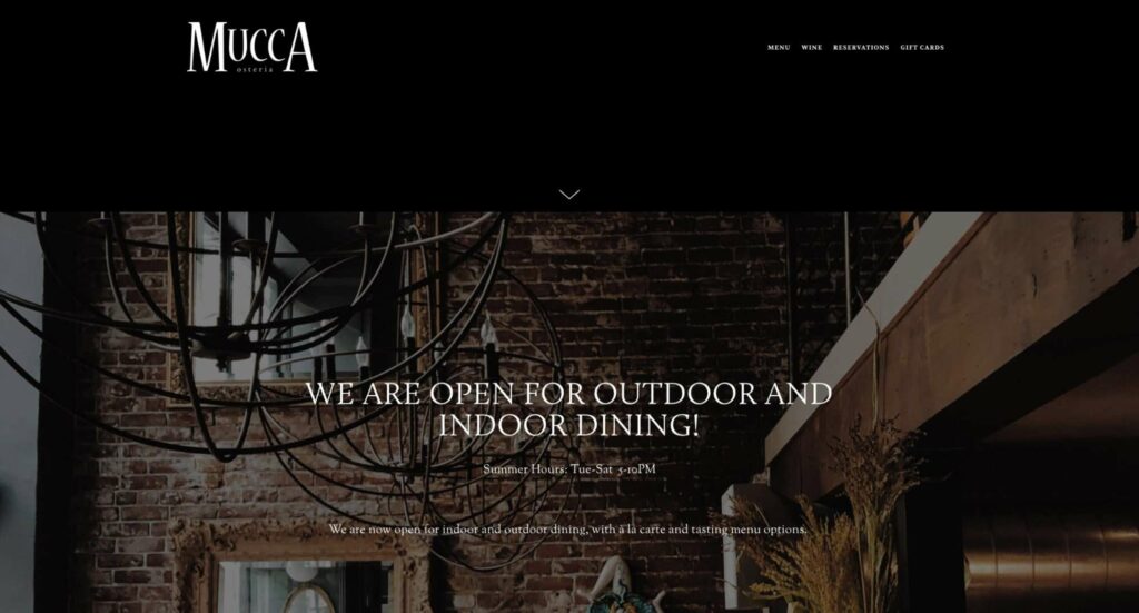 Mucca Osteria Homepage