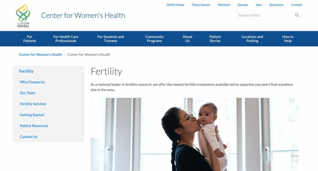 OHSU Fertility Clinic Homepage