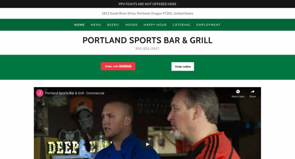 Portland Sports Bar & Grill Homepage