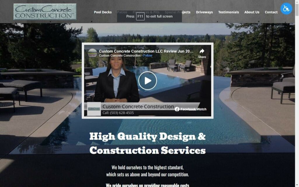 Custom Concrete Construction Homepage