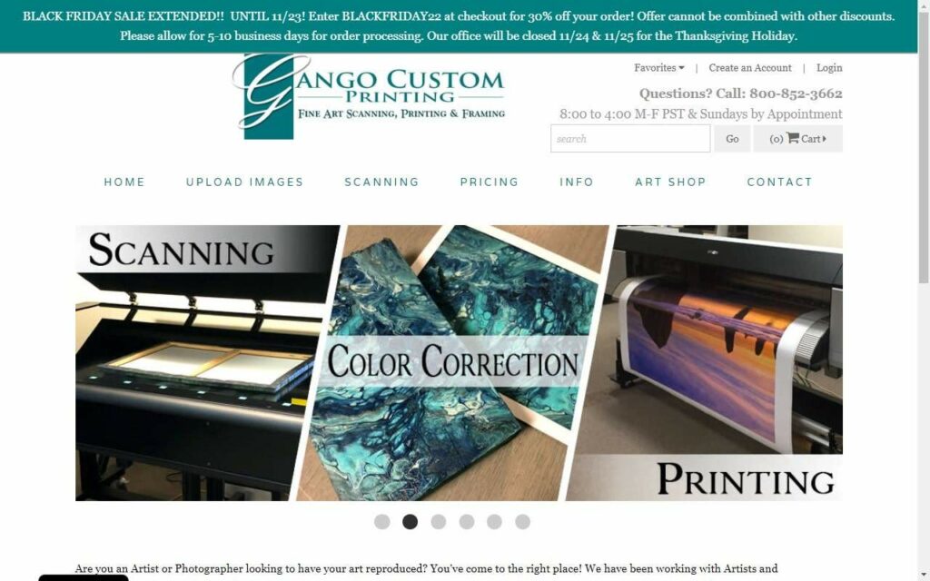 Gango Custom Printing' Homepage