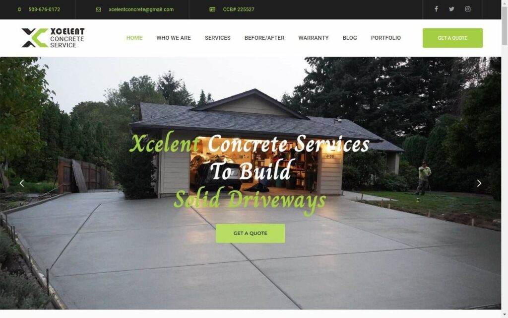 Xcelent Concrete Services Homepage