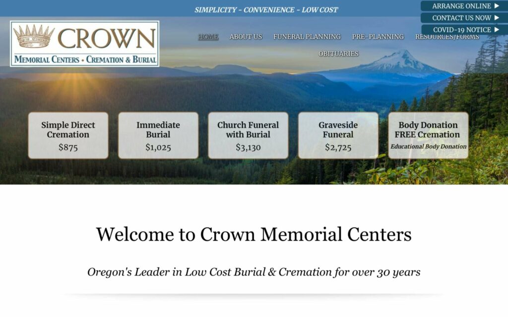 Crown Memorial Center, Cremation & Burial