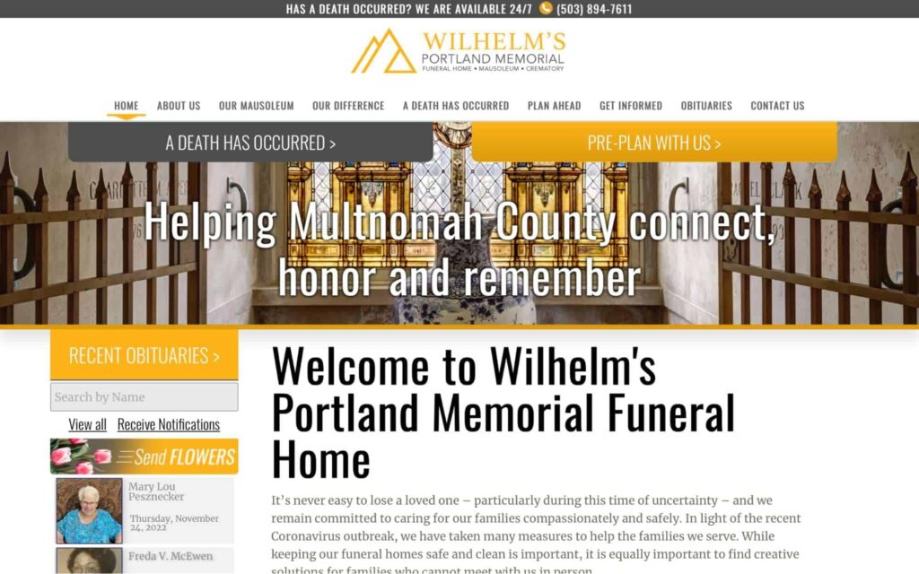 Wilhelm's Portland Memorial Funeral Home and Crematory