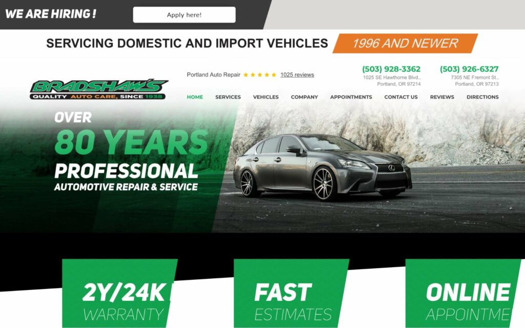 Bradshaw’s Auto Repair - Hawthorne's Homepage